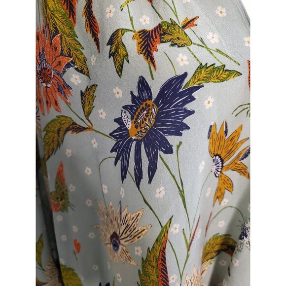 Spartina 449 Silk Josette Blouse Feathers & Butterflies Sheer Size 2XL Autumn - Picture 4 of 16